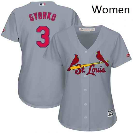 Womens Majestic St Louis Cardinals 3 Jedd Gyorko Authentic Grey Road Cool Base MLB Jersey